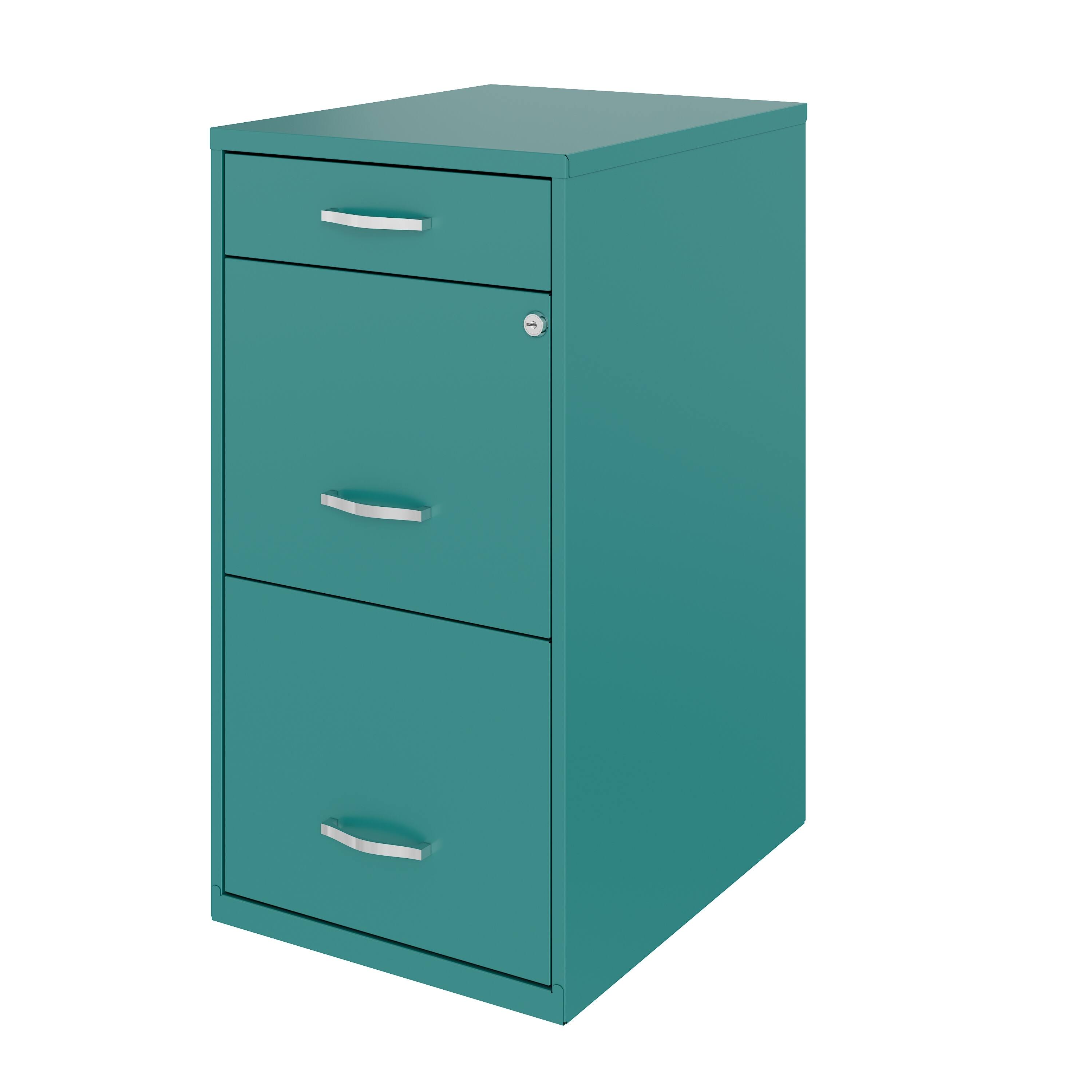 Space Solutions 18" Deep 3 Drawer Metal Organizer File Teal
